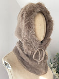 Pasamontañas de Punto para Mujer con Pelo Suave-Gorro y Cuello 2 en 1 -Cálido y Cómodo para Invierno go1499