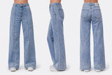 Jeans de Pierna Ancha con Tachuelas y Tiro Alto WH3520