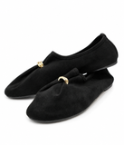 Bailarinas Mujer Elegantes con Adorno Dorado, Zapatos Planos Cómodos, Ligeros y Flexibles 6602b