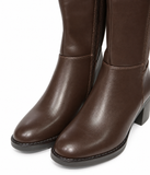 Botas Altas de Mujer con Tacón Ancho, Caña Elástica y Cremallera Lateral TF8922