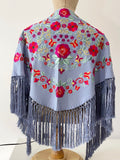 Mantón Flamenco Bordado con Flecos -Mantoncillo de Flamenca -Varios Colores Tk26