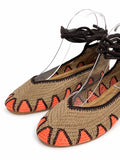 Bailarinas de crochet estilo bohemio con cordones N5810