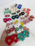 Pendientes Florales Estilo flamenco con Aro -Metal Pintado -Largo 8cm pen899 - FELIZ SHOPPING 