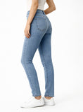 Jeans ajustados de tiro alto elásticos-Azul claro F5138