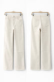 Jeans de Tiro Alto Recto con Elasticidad｜Negro / Beige 6009