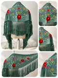 Mantoncillo Infantil Bordado de Flores con Flecos Estilo Flamenco para Feria y Fiestas 270071