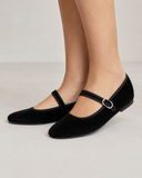 Bailarinas Mary Jane de terciopelo estilo retro -Cómodas combinables y disponibles en varios colores H9037