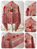 Mantoncillo Infantil Bordado de Flores con Flecos Estilo Flamenco para Feria y Fiestas 270071