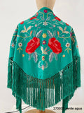 Mantón Flamenco Bordado con Flecos -Mantoncillo de Flamenca -Varios Colores 270032 - FELIZ SHOPPING 