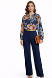 Blusa de gasa con estampado floral vintage 815-5