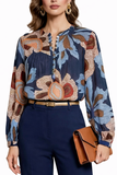 Blusa de gasa con estampado floral vintage 815-5