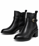 Botines de Mujer con Tacón Ancho, Hebilla y Cremallera Lateral – Botas Cortas Elegantes y Cómodas 2081