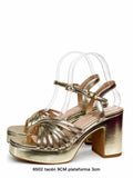 Sandalias doradas de plataforma y tacón ancho -Tacones de fiesta y ceremonia - FELIZ SHOPPING 