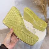 Sandalias de cuña con banda transparente | Plataforma abierta - FELIZ SHOPPING 