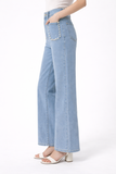 Jeans de Pierna Ancha de Talle Alto con Perlas PAV321