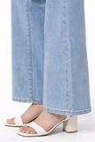 Jeans de Pierna Ancha de Talle Alto con Perlas PAV321