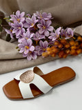 Sandalias Mujer Planas con Adorno Metálico Redondo MT12-68