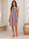 Vestido midi de rayas sin mangas YE906