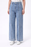 Jeans de Pierna Ancha con Tachuelas y Tiro Alto WH3520