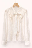 Blusa de encaje con lazo y manga larga C8958