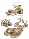 Sandalias doradas de plataforma y tacón ancho -Tacones de fiesta y ceremonia - FELIZ SHOPPING 