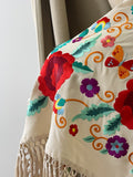 MANTON FLAMENCO BORADO FLORE ROJO -270053 BEIGE