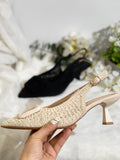 Zapatos de Tacón Bajo con Punta y Tejido-Elegantes y Cómodos AA56