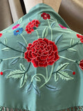 MANTON FLAMENCO BORDADO MEDIANA PARA ADULTOS Y NIÑAS - 270062 VERDE AGUA