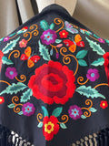 MANTON FLAMENCO BORADO FLORE ROJO -270053 NEGRO