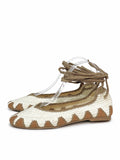 Bailarinas de crochet estilo bohemio con cordones N5810