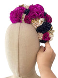 Corona de Flores Flamenca Hecha a Mano con Flores de Tela TK-26-f17