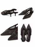 Zapato destalonado de punta fina con rejilla de brillo 9869 - FELIZ SHOPPING 
