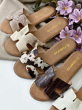 Sandalias Planas Mujer Diseño H con Textura MT16