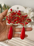 Pendientes flamencos de flor con lágrima -Largos llamativos y elegantes PEN1399 - FELIZ SHOPPING 