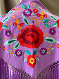 MANTON FLAMENCO BORADO FLORE ROJO -270053 LILA
