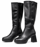 Botas Altas de Mujer con Plataforma y Tacón Ancho – Caña Alta y Cremallera Lateral 186MB