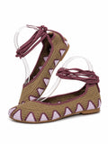 Bailarinas de crochet estilo bohemio con cordones N5810