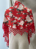 Mantón Rocío con Flecos madroño – Chal Floral Español tk-26-M