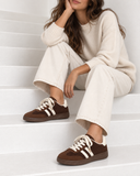 Zapatillas Casual Retro Combinadas de Mujer -Efecto Ante -Suela de Goma CC268