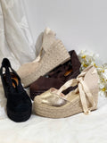 Esparto de Cuña con Plataforma-Sandalias Mujer Cómodas y Altas XDZ25