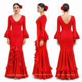 3925Traje Flamenco Mujer Manga Larga con Volantes Ajustado - FELIZ SHOPPING 