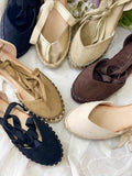 Esparto planas con cintas -Cómodas y versátiles para verano 9018 6018 - FELIZ SHOPPING 