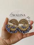 Pendientes flamencos de abanico con flecos y cuentas de colores PEN1299 - FELIZ SHOPPING 