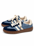 Zapatillas Casual Retro Combinadas de Mujer -Efecto Ante -Suela de Goma CC268