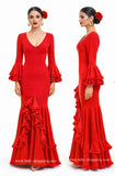 3925Traje Flamenco Mujer Manga Larga con Volantes Ajustado - FELIZ SHOPPING 