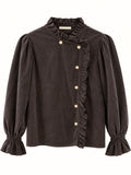 Blusa de Pana para Mujer con Volantes y Botones 8622