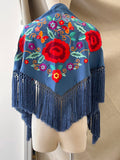 MANTON FLAMENCO BORADO FLORE ROJO -270053 AZUL
