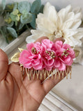 Conjunto Flamenco de Flores – Pendientes y Peineta - FELIZ SHOPPING 