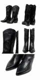 Botas Cowboy de Mujer con Bordado -Punta Fina y Tacón Ancho V-26