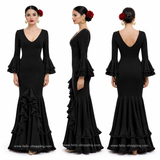 3925 Traje Flamenco Mujer Manga Larga con Volantes Ajustado - FELIZ SHOPPING 